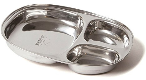 ECO Brotbox | Thali Teller | Edelstahl Teller mit 3 Fächern | 900 ml