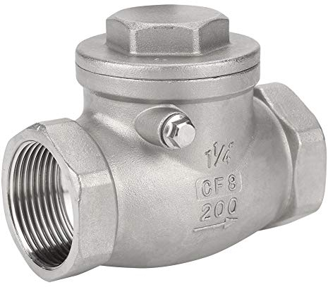 Akozon Swing Rückschlagventil DN32 304 Edelstahl Schraubbefestigung Einwegventil Innengewinde 200PSI für Wasser Öl Gas