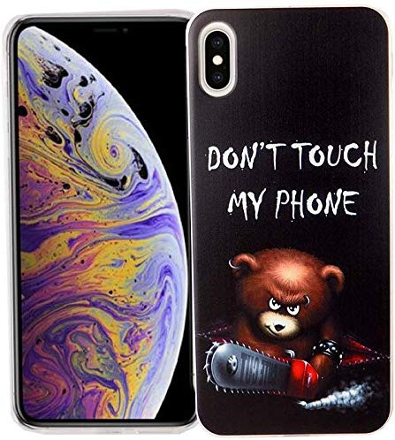 König Design Handyhülle kompatibel mit Apple iPhone XS Max Silikon Case Hülle Sturzsichere Back-Cover Handyhülle - Don't Touch My Phone Bär mit Kettensäge