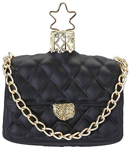 Inge Glas - Christbaumschmuck, Baumschmuck - Handtasche, Tasche - Schwarz - Größe: 6 cm - mundgeblasen