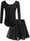 Bricnat Kinder Ballettkleidung Mädchen Ballettkleid Tanzbody Gymnastikanzug Balletttrikot Langarm Tanzkleid mit Tütü Kinder Baumwolle Schwarz 130