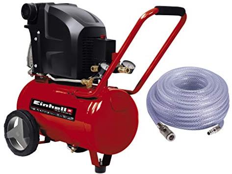 Einhell Kompressor TE-AC 270/24/10 (1.800 W, max. 10 bar, inkl. Druckminderer, 24 l-Tank, 2 Manometer & 2 Schnellkupplungen, inkl. 15 m Gewebeschlauch)