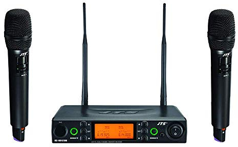 JTS UHF PLL Dual Channel Diversity Sistema di microfono wireless portatile con REMOSET e antenna BNC