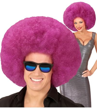 Horror-Shop Riesige Afro Perücke Lila als Kostümzubehör für Karneval und Mottoparties