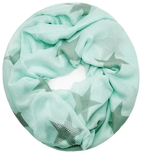 Gloop Loop Schal mit Sternenmuster, Damen leichter Langschal Mehrfarbig | Damen Leichter Langschal, Schlauchschal, Loopschal Tuch für Frühling und Herbst in vielen Farben