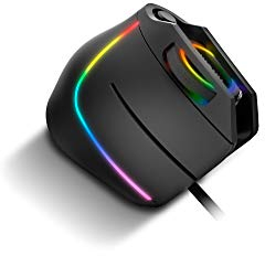 Raton gaming Krom KAOX -NXKROMKAOX - Ratón vertical Gaming RGB Óptico, 7 botones programables, 6400 DPI, 6 colores, color negro