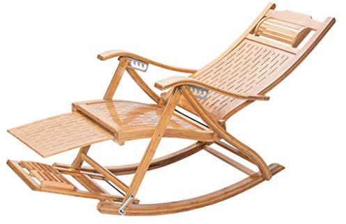 N / A Bamboo Rocking ChairChaise à Bascule en Bambou avec Rouleau de Massage Télescopique, Chaise à Bascule en Bambou, Fauteuil de Jardin/Camping/Personnes âgées Réglable(Color:ré)