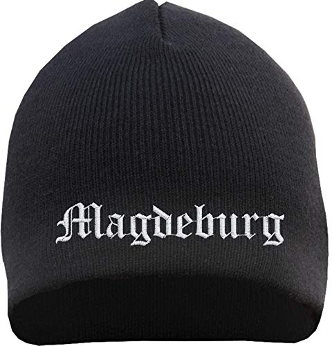 sostex Magdeburg Beanie Mütze - Altdeutsch - Bestickt - Strickmütze Wintermütze Einheitsgröße Schwarz