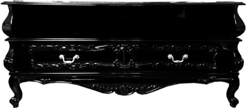 Casa Padrino Barock TV Sideboard Schwarz mit Schubladen 140 x 47 x H 65 cm - Wohnzimmer Fernseh Kommode