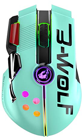 UrChoiceLtd 2,4 G drahtlos/kabelgebunden RGB-USB-Type-C-Ultralight-Joystick-Gaming-Maus 1000 mAh Pixart 3325 12 Tasten 12000 DPI Makroprogrammierung mit Treiber Kompatibel mit PC Gamer PS4 Benutzern