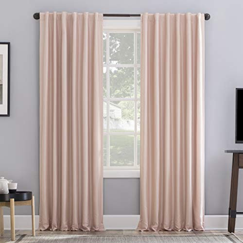 SUN ZERO Greyson Faux Dupioni Silk Thermal Extreme Total Blackout Back Tab Vorhang Vorhang Schlaufen, 127 x 160 cm, Blush Pink