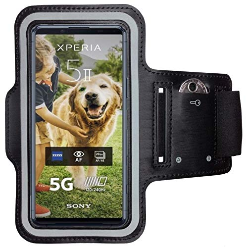 CoverKingz Sportarmband für Sony Xperia 5 II - Armtasche mit Schlüsselfach Oberarm Halterung - Sport Laufarmband Handy Armband Schwarz