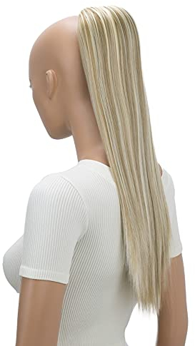 CAISHA 55cm Haarteil Nina mit Kordelverschluss Zopf Haarverlängerung Glatt Naturblond Mit Strähnen PH528