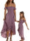Loalirando Madre e Figlia Abiti Lunghi Eleganti Abiti Famiglia Estivi Senza Spalline Vestito Principessa Bambina/Vestiti Donna Eleganti (Viola, 4 Anni)