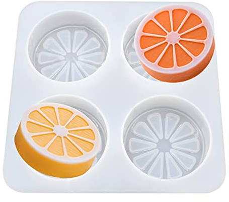Moule en silicone blanc à 4 cavités en forme de fleur de citron/prunier pour fabrication de savons, bougies, savons, bougies, argile polymère (citron)