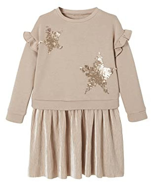 VERTBAUDET Robe de fête bi-matière Fille étoiles en Sequins Fille Rose 4A