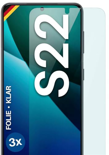 moex für Samsung Galaxy S22 Schutzfolie Displayschutz Folie Ultra-klar HD 0,2 mm kompatibel mit jeder Hülle, Anbringen ohne Blasen, Handyfolie Extra Kratzfest, FlexProtect 3 Stück