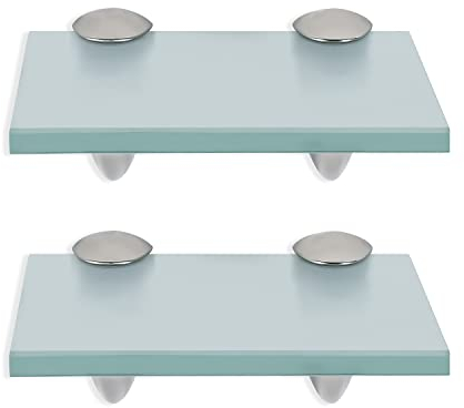Randaco 2 estantes de cristal con soporte de pared, de cristal mate con cristal de seguridad templado de 8 mm y soporte, perfecto como estante de ducha/estante de baño para baño, cocina, balcón (20 x