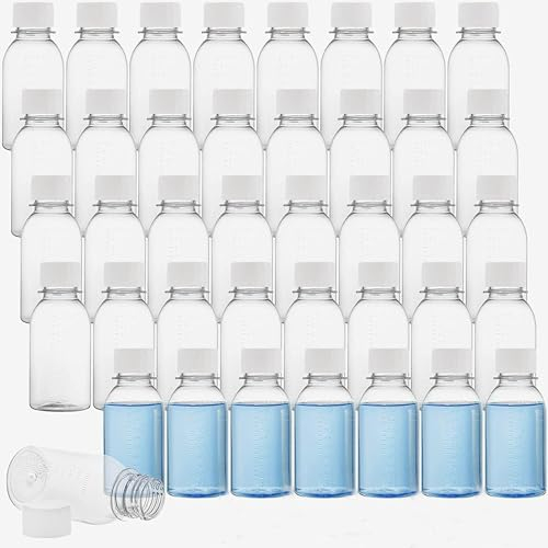 WUWEOT 40 Pack 100ml Clear Plastic Travel Bottles, Empty Refillable Containers, Reusable Hard Plastic PET Storage Bottle with Screw Cover Cap for Shampoo, Lotions, Cream