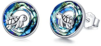 Mädchen Kristall Ohrringe 925 Sterling Silber Schildkröte Tier Ohrstecker für Mädchen Schildkröte Schmuck Geschenke für Damen Kinder