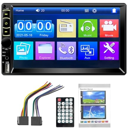7-Zoll-Doppel-Din-Auto-Audio-Empfänger, Kompatibel mit Sprachsteuerung Carplay und Android Auto, 7-Zoll-LCD-HD-Digital-Multicolor-Touchscreen-MP5-Player, UKW-Radio, Musik-Player,