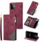 UEEBAI Wallet Case for iPhone 12 mini 5.4 inch, Vintage Premium PU Leather Cover Flip Case with Card Slots Magnetic Closure Zipper Pocket Kickstand Handbag with Hand Strap - Diamond Red
