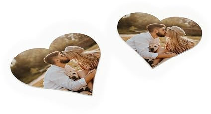 Bierdeckel personalisiert zur Hochzeit aus Pappe (50 Stück) mit Foto in Herzform I Witziges Geschenk mit Gesicht für Gläser mit Bild und Text Bedrucken Lassen