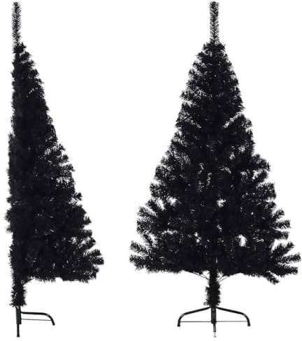 vidaXL Künstlicher Halb-Weihnachtsbaum mit Ständer Schwarz 120 cm PVC