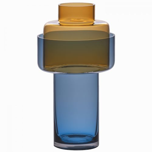 REMEMBER Glasvase Aura Amber, aus 2 Glaskörpern, H 31 cm, Ø 17 cm - Moderne Glasvase