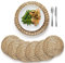 BLUEWEST Woven Placemats (Sizes: 12''–15''), Round Rattan Wicker Mats, Water Hyacinth Braided Set, Heat Resistant & Non-Slip for Dining Plates (13.5'', Set of 6)