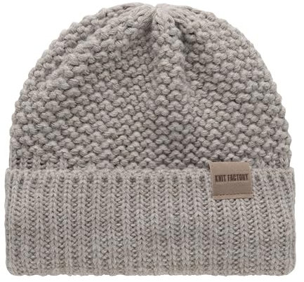 KNIT FACTORY - Carry Mütze - Strickmütze für Damen und Herren - Beanie - Wintermütze mit Wolle - Robusten Look - Hochwertige Qualität - Iced Clay