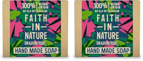 Faith In Nature Natural Dragon Fruit Hand Soap Bar, Revitalising, Vegan & Cruelty Free, No SLS or Parabens, 100g (Pack of 2)