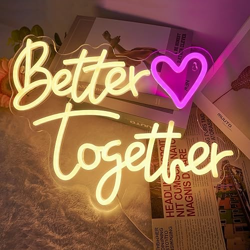 Better Together LED-Neon-Schild mit USB-betrieben für Zuhause, Schlafzimmer, Bar, Spielzimmer, Geschäft, Hotel, Wanddekoration, Weihnachtsfeier für Teenager, Jungen, Männer, Höhle, Geschenk