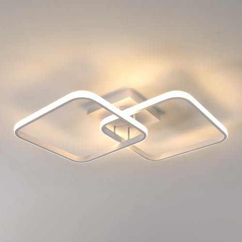 Osairous LED Deckenleuchte Moderne, 42W 4700LM LED Deckenlampe Quadratische 64CM, Weiß Küchenlampe Deckenleuchte Acryl für Küche Esszimmer Wohnzimmer Studio Büro, Warmweißes Licht 3000K