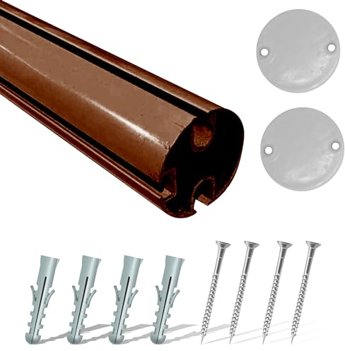 Aluminium-Endprofil für Fallarm-Markise mit 42 mm Durchmesser anpassbar. Ersatzteile für Markisen, Markisenstange für den Außenbereich (2 Meter, Braun)