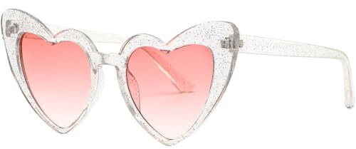 Musivon Herz Sonnenbrille für Frauen - Rosa Herzform Brille für Party Festival