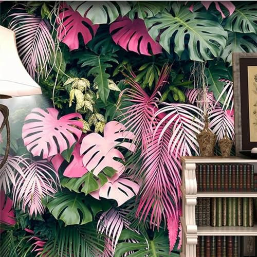 ZEZILE Papel de Parede Quarto Mur végétal de forêt Tropicale Tropicale Vert Rose Grand Papier Peint Vert Peint