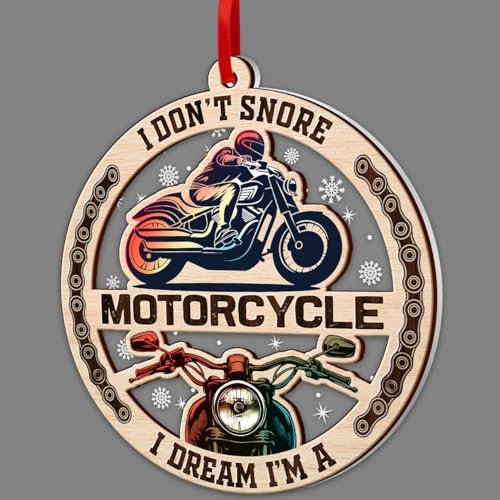 Motorrad-Ornament, Motorrad-Weihnachtsbaumschmuck, 2-lagiges Holz & Acryl, Weihnachtsschmuck 2024, Motorrad-Liebhaber, Geschenk für Motorradliebhaber, Freundschafts-Motorrad-Weihnachtsschmuck