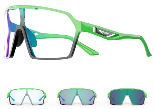 SCVCN Fahrradbrille Selbsttönend Herren Damen MTB Brille Photochrome Rennrad Sonnenbrille Klar Sportbrille Radsport - S327