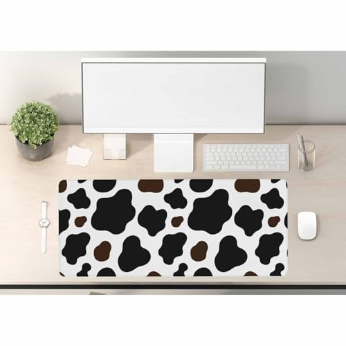 Woutay Mouse Pad,Black White Cow Pattern,Large Gaming Mouse Pad with Stitched Edges