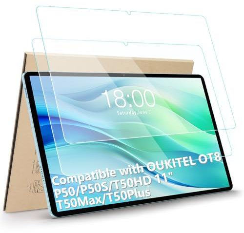 Hianjoo 2 Piezas Protector de Pantalla Compatible con Teclast P50/P50S/T50HD/T50Max/T50Plus 11, Tableta Cristal Salvapantallas Vidrio Templado 9H Dureza Alta Claridad