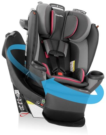 Evenflo Revolve360 Extend Convertible Car Seat with 360 Degree Rotation, Extended Rear-Facing, Forward-Facing, Booster Mode, and Secure Latch Install, Rowe Pink