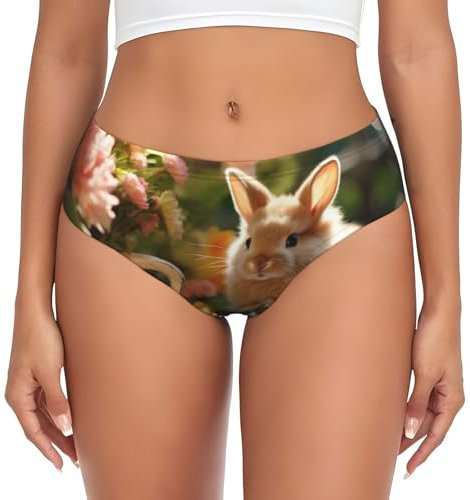 ETASUIOL Damen-Slip-Kollektion, Motiv: Osterhase, weich, dehnbar, Baumwollmischung, Unterwäsche in klassischem Design, Schwarz , S