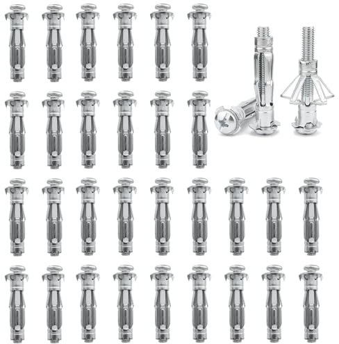 DAIRYCOF 30 Stück Hohlraumdübel Metall verzinkt Hohlwanddübel M6x52mm, Expansion Nuts für Gipskartonplatten (30, M8*52mm)