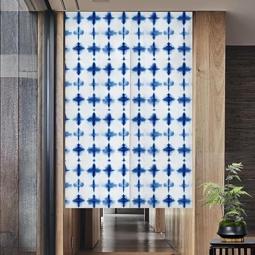 Tür Vorhang 2X42.5X150Cm Blau Weiß Room Divider,Japanese Style Door Curtain Restaurant Entrance Hanging,Half Curtain Decorative Curtains,Küche Shop Tür Halber Vorhang