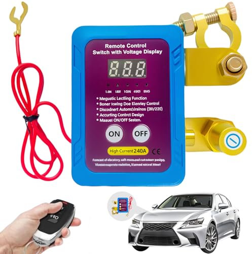 12V Auto Batterie Trennschalter, Drahtloser Ferngesteuerter 12V 240A Batterietrennschalter mit Batterie Kill Switch, Funkschalter Trennrelais 12V with LCD Display für Auto Traktor RV ATV LKW Boot