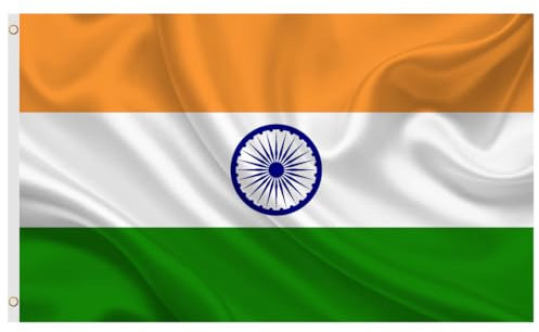 Second Ave India Flag 5ft X 3ft Large with Brass Eyelets Indian National Sports Cricket Party Celebration Banner Flag