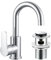 Mitigeur de lavabo pivotant pour salle de bain avec bonde de vidage pop-up, robinet de salle de bain moderne mono col de cygne robinet de lavabo à levier unique pour salle de bain, chromé