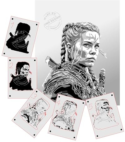 AS-405 Viking Woman Step by Step Schablone für Acryl, Airbrush, Spray, Lacke und Wandfarbe