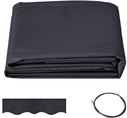 Outsunny Telo di Ricambio per Tenda Parasole Retrattile, Tessuto di Ricambio per Tenda a Braccio da 3.6x3 m in Poliestere, Anti UV 30+, per Balcone, Patio, Terrazzo, Esterno, Giardino, Grigio